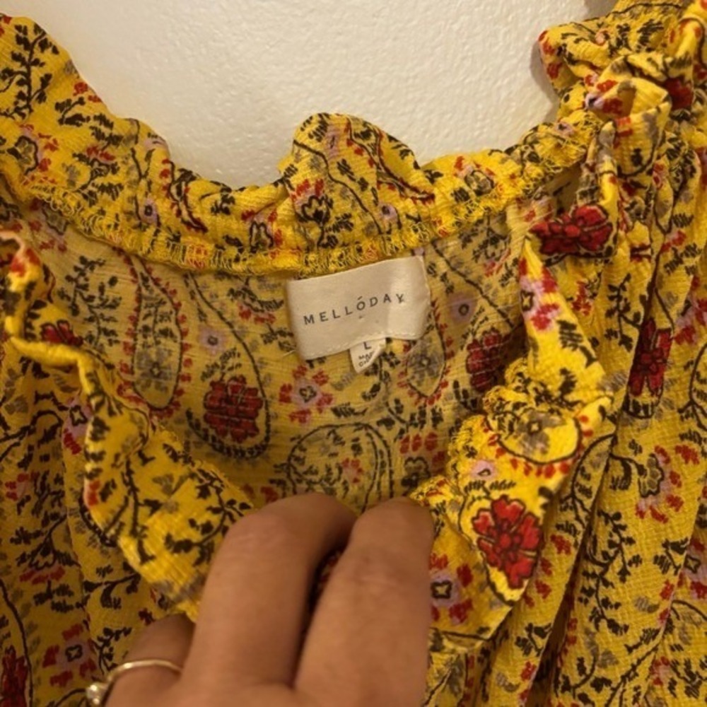 Melloday Women's Blouse Large Paisley Off Shoulder Top - Picture 2 of 4